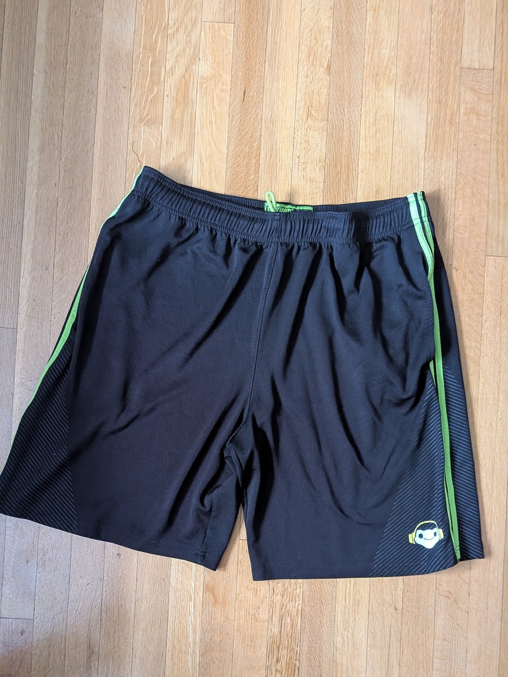 Blizzard Overwatch Men's Black Athletic Shorts with Neon Green Trim. Size XL